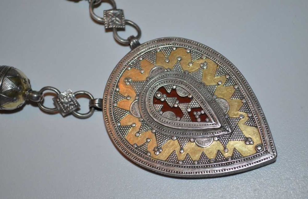 COLIER ARGINT 800 - PANDANTIV + LANT - Tribal Ethnic Afghan - Vintage!
