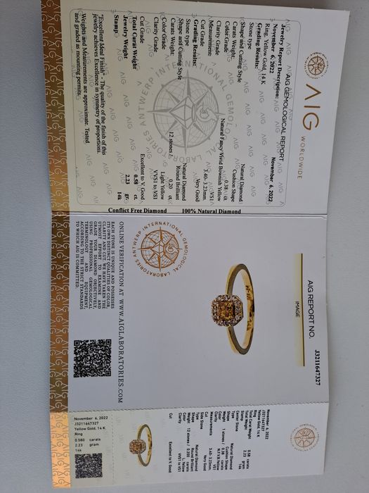 Пръстен жълто злато и диаманти