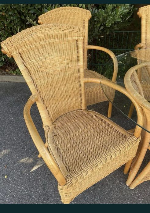 Set de gradina masa + scaune din ratan