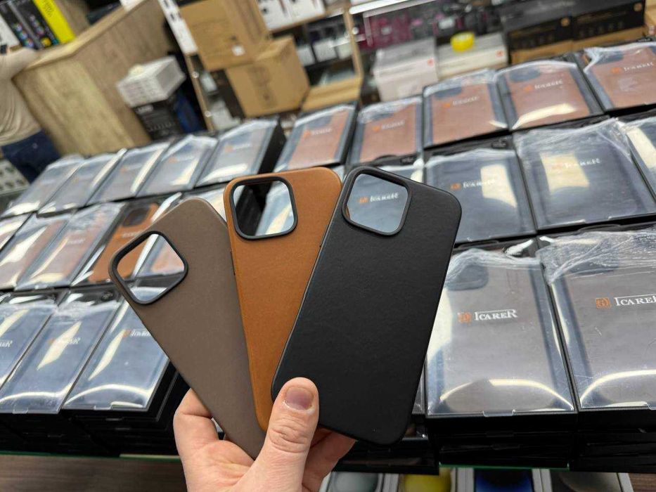 100% кожаный чехол для iPhone 16 Pro / 16 Pro Max iCarier Leather case