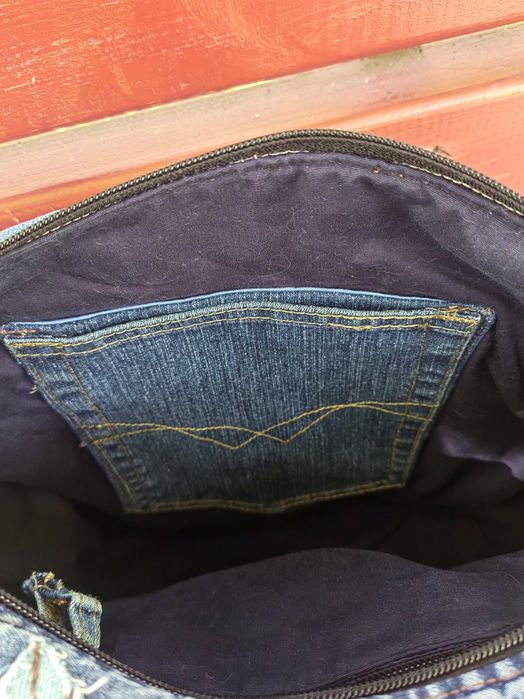 Дънкова чанта с дълга дръжка