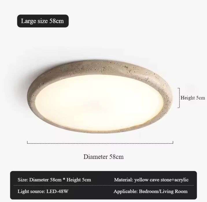 Led плафон за таван от естествен травентин 58 см 40 W с дистанционно