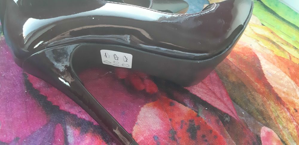 Pantofi stiletto Zee Lane, piele naturala lacuita,visiniu inchis,nr.35