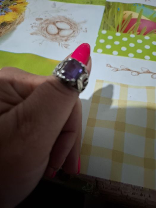 Inel Art Deco argint 925 cu ametist fatetat m 58