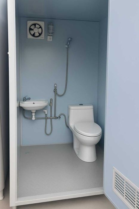 Cabină toaletă cu duș și chiuvetă sanitară camping șantier evenimente