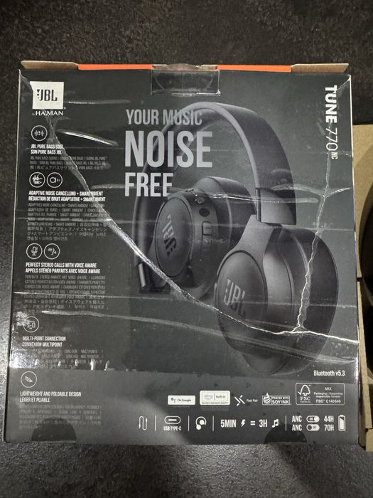 Casti JBL Tune 770NC, Bluetooth, On-ear, Microfon, Noise cancelling,