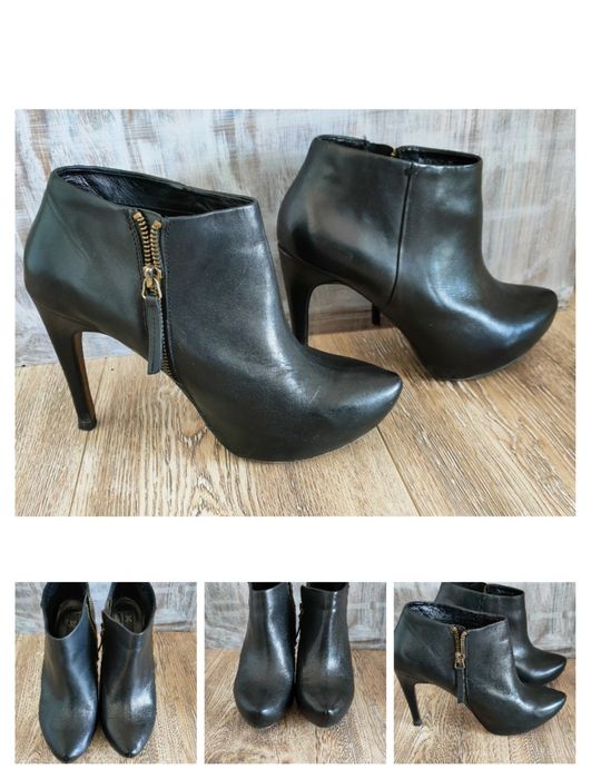 Botine platforma toc piele Mango