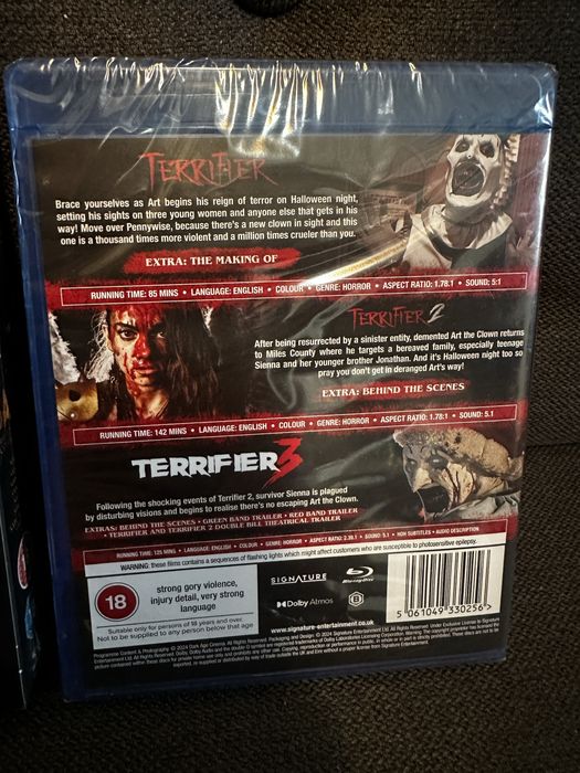 Extreme Horror Blu Ray- Saw Complete edition,Terrifier The Bloody Trio