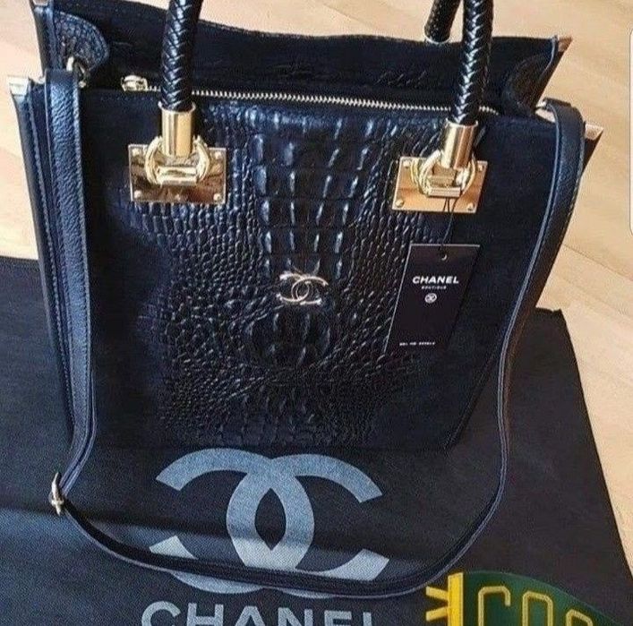 Geanta damă piele naturala, insertii croco si piele întoarsă, saculet