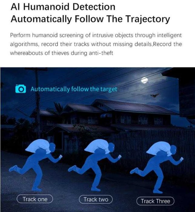 8MPx PTZ 360° AutoTracking Камера Zoom WiFi Видеонаблюдение PIR Сензор