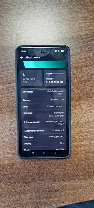 Telefon mobil REALME GT 7 256GB 12 GB 5GBlack