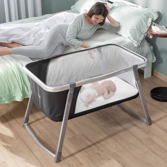 Бебешко легло HOMCOM, легло за пътуване, бебешка люлка, кошара,