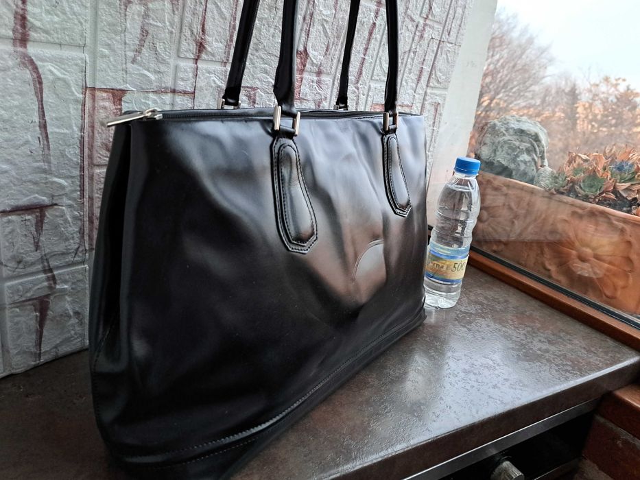 дамска чанта Chris Lancelot ,черна кожена чанта-естествена кожа