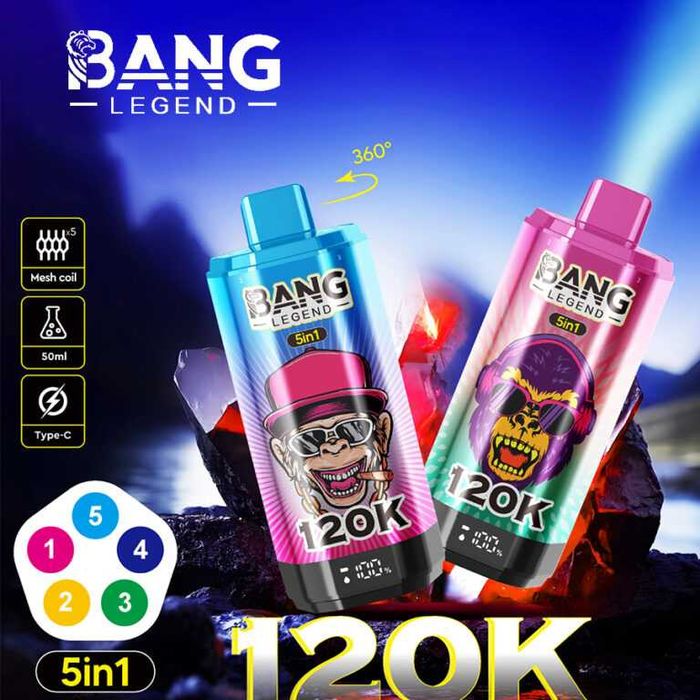 Vape Bang Legend 120.000 puffs, 5 in 1 arome diferite, Mult fum (Sisha)
