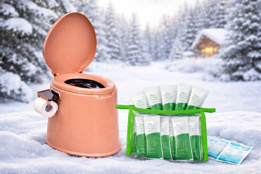 Преносима тоалетна – комплект с абсорбиращ прах