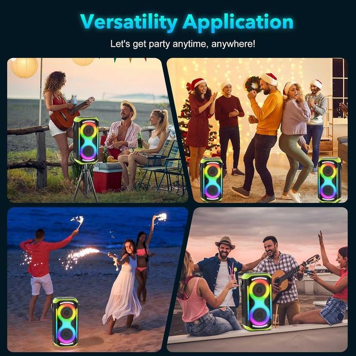 TYOTY Bluetooth високоговорител 160W, 12000 mAh, TWS, LED светлини