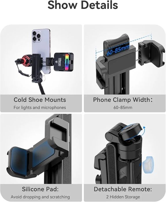 ULANZI JJ02 3в1 статив, селфи стик и грип за Телефон с Bluetooth диста