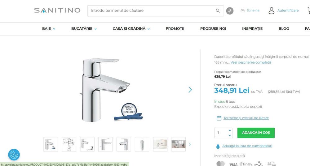 Robinet pentru baie Grohe Quickfix Start, dimensiune S, Crom, 23550002