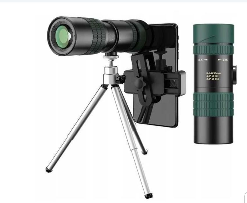 Monoclu Telescop Apexel, zoom 8-24x, 30mm, support pentru telefon