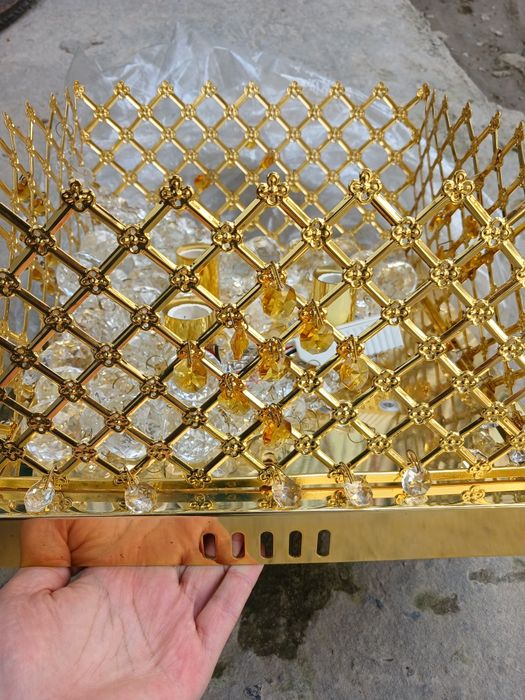 Tully 4-Light Brass Crystal Drum Pendant