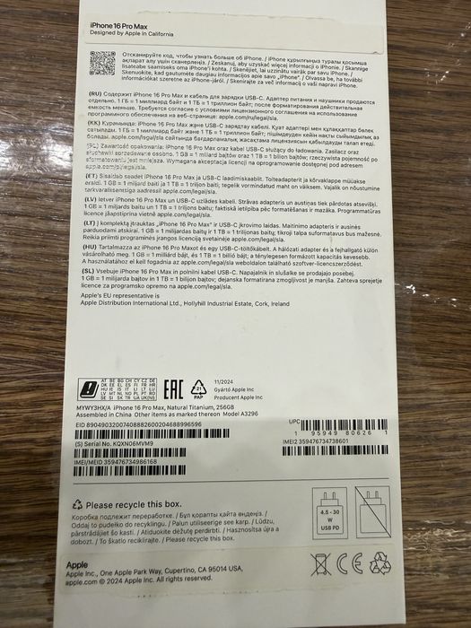 Iphone 16pro max 256