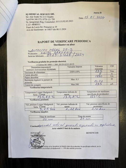 Autoclav Melag 29S. Clasa S cu rezervor propriu