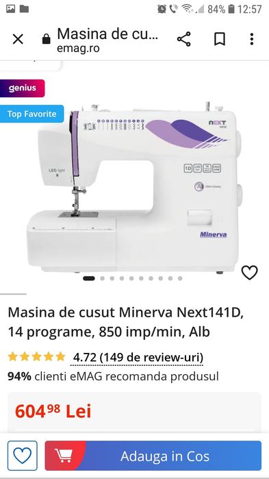 Mașina de cusut Minerva, Next 141D, electrica