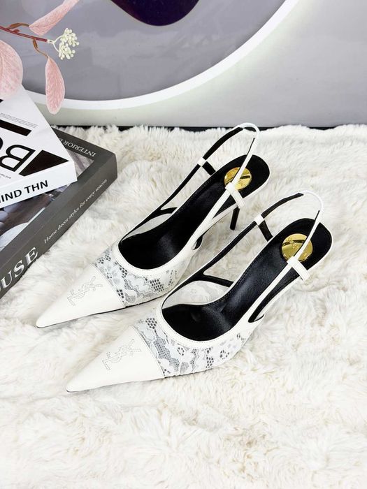 YSL Femei Alb tocuri înalte, sandali