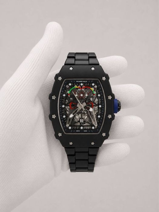 Мъжки Richard Mille Skeleton Black Ceramic / Blue Crown