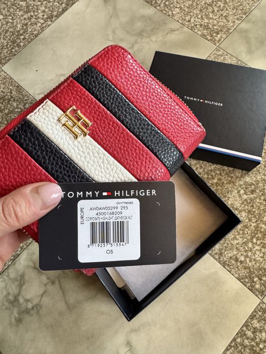 Tommy Hilfiger оригинален портфейл, червен, като НОВ