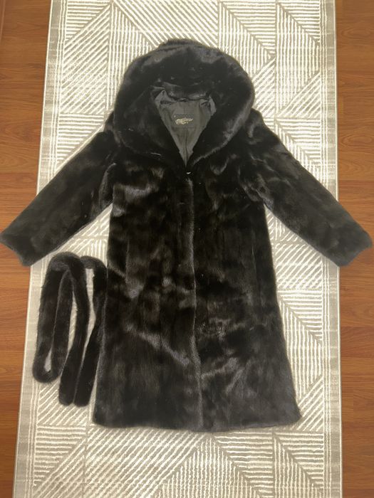 Норковая шуба с поясом