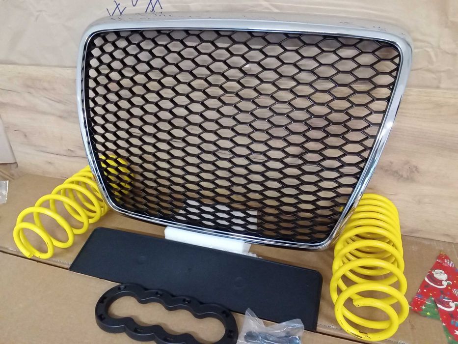 Pachet Bara fata CU GRILA RS LOOK Audi A6 4F 08-10 LY7W LX7W Argintiu