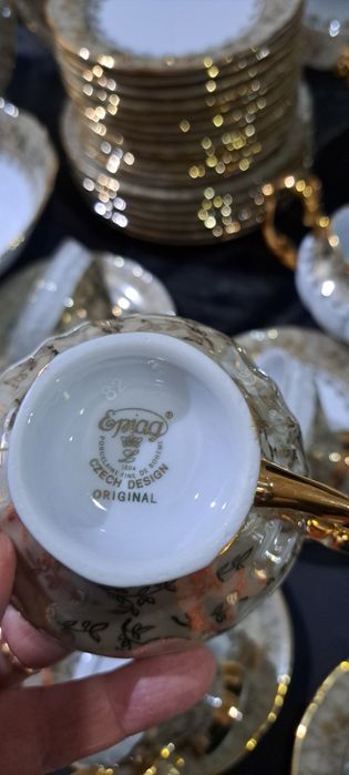 !Чехословакия чайно_столовый сервиз "Мрамор" на 6 персон 46 придметов