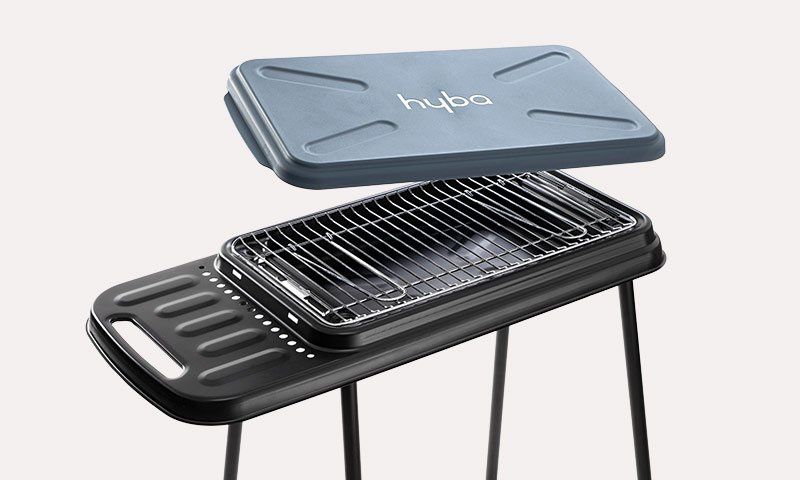 Gratar pliabil tip nomad, suprafata mare de gatit, montaj rapid