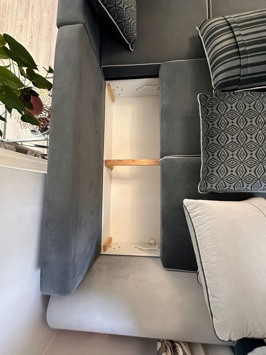 Canapea Möbelhaus extensibila cu invelis de catifea, antracit, 3Lx2l m