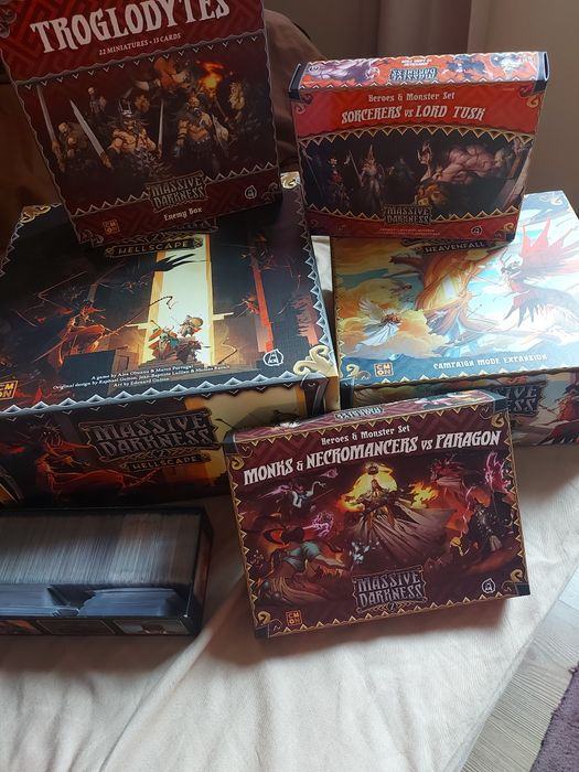 Massive Darkness 2 + expansions and upgrade pack, all sleeved