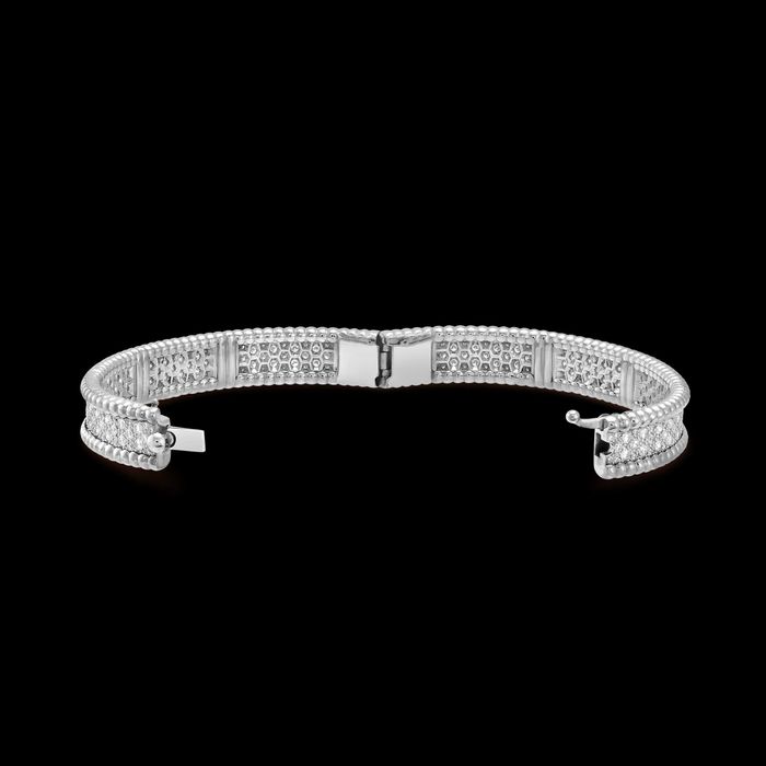 Van Cleef & Arpels VCA Silver 3 Rows Diamonds Perlée Дамска Гривна