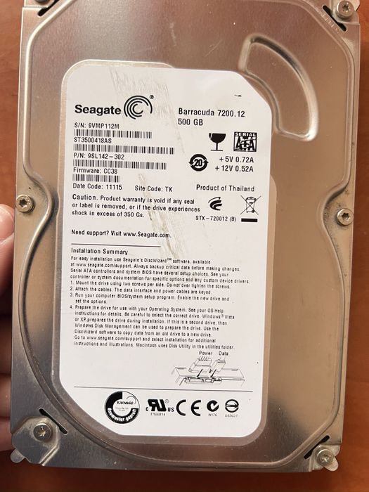 Hdd 500 gb  sanatate perfecta
