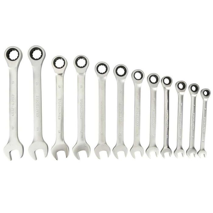 Set chei combinate cu clichet, dimensiuni 8-19mm, 12 piese, Kraft