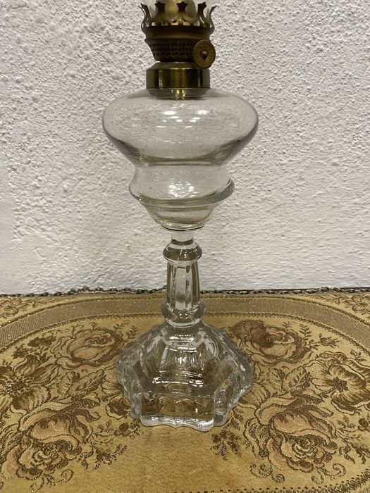 Настолна стъклена лампа със стъклен абажур Чехословакия 1930 1950