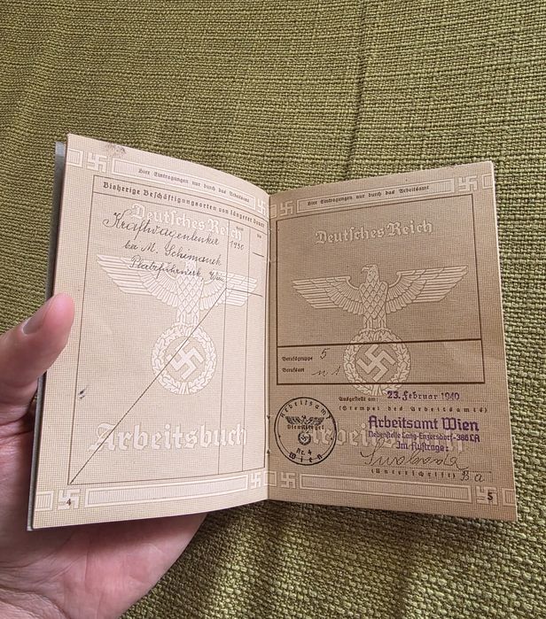 Carte De Munca Nazista Ww2 Razboi Mondial  Germania