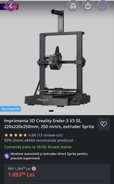 Imprimanta 3D Creality Ender-3 V3 SE