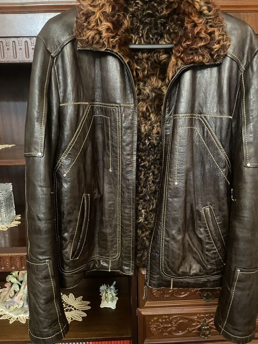 Geaca piele cu blana