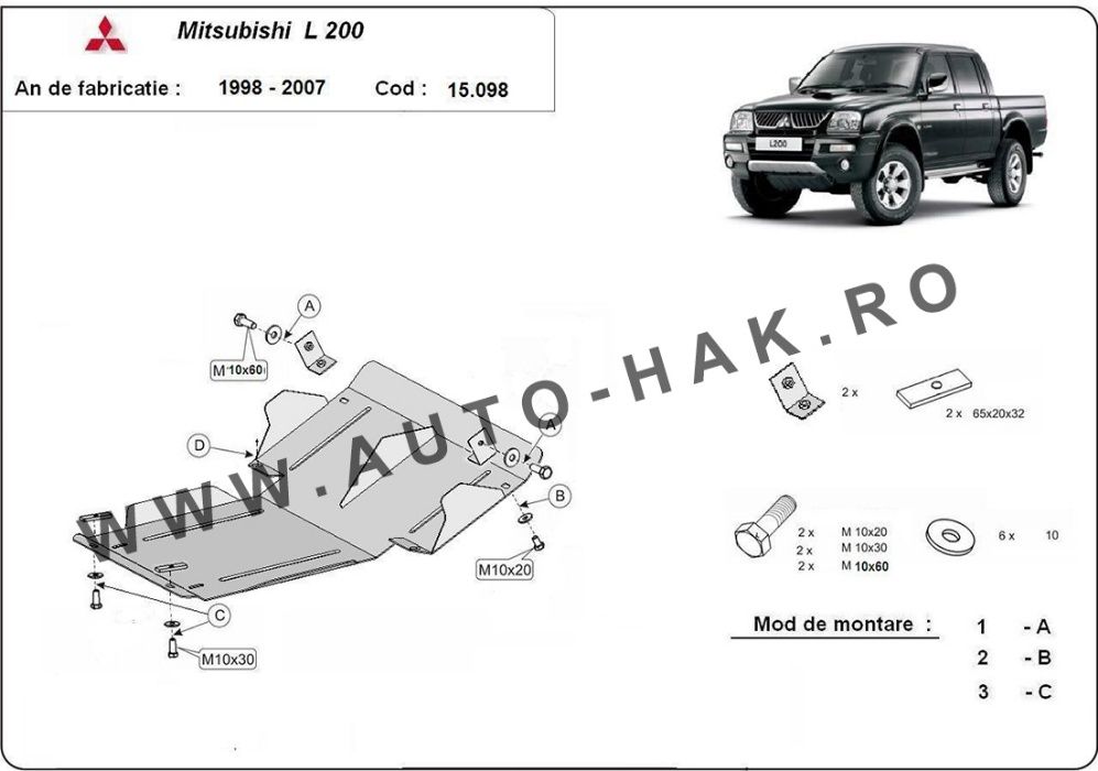 Scut motor metalic Mitsubishi L200 1998 pana in 2007