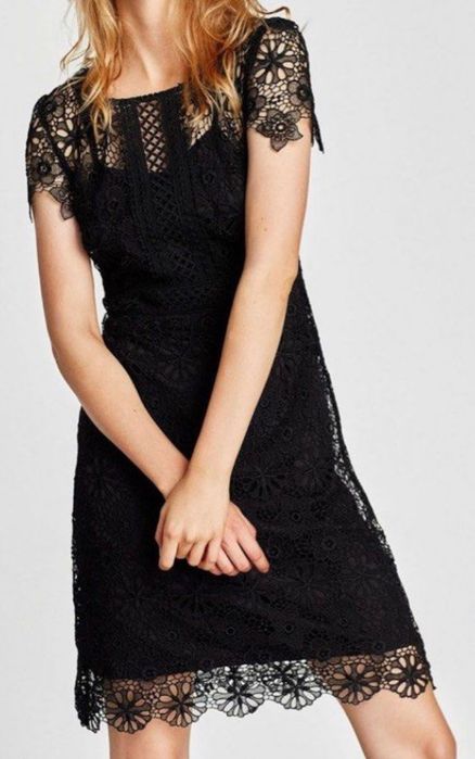 Rochie neagra Zara din dantela marimea M