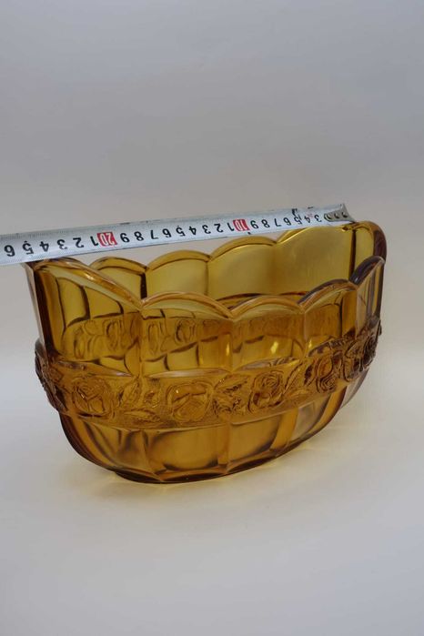 Bol din sticlă presată Fostoria Coin Glass, nuanță chihlimbar (amber).