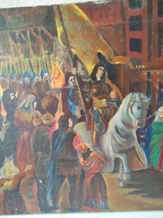 Продавам антикварна картина Средновековни крепостни мотиви 1