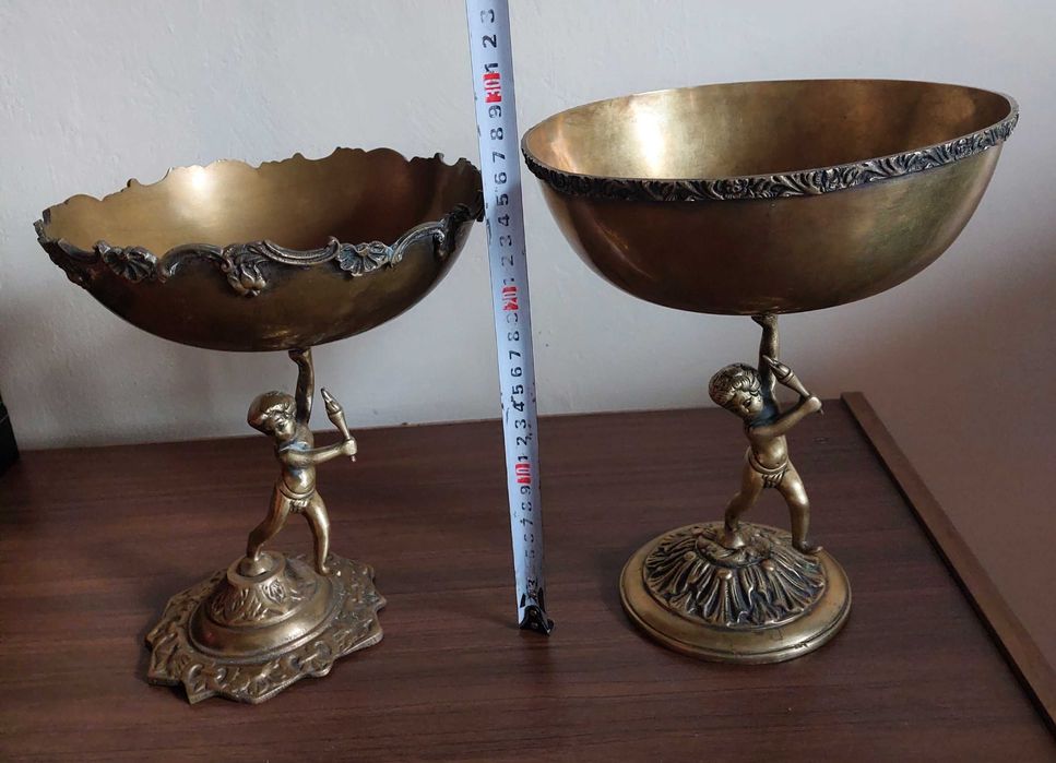 Конфетница, фруктовница бронзовая. Бронза ваза. Путти. Латунь