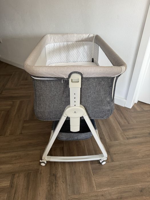 Pătuț Bebe 4 în 1 Pliabil 90x57 cm -  Leagăn, Roți Blocabile, 0-24 Luni