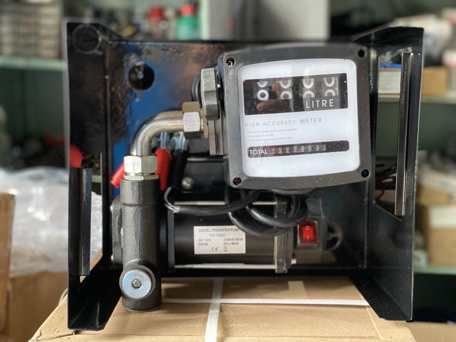 Pompa transfer motorina 12v 80l/min cu contor mecanic si filtru